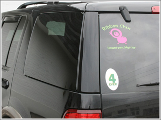 Ribbon Chix back glass decal